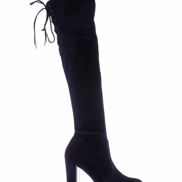 Material Girl Over the Knee Velvet Heeled Boot - Picture 5 of 6